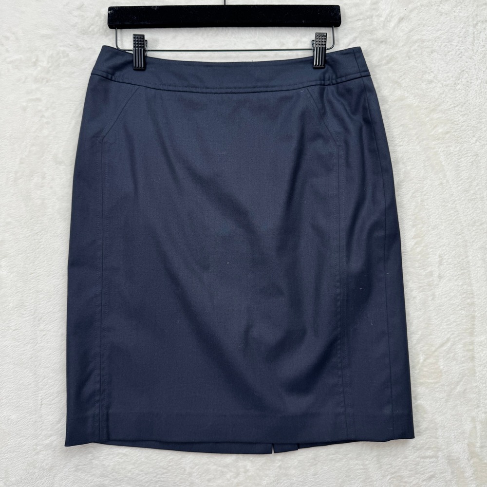 Jones New York‎ Pencil Skirt Women 6 Navy Blue Stretch Professional Knee Length